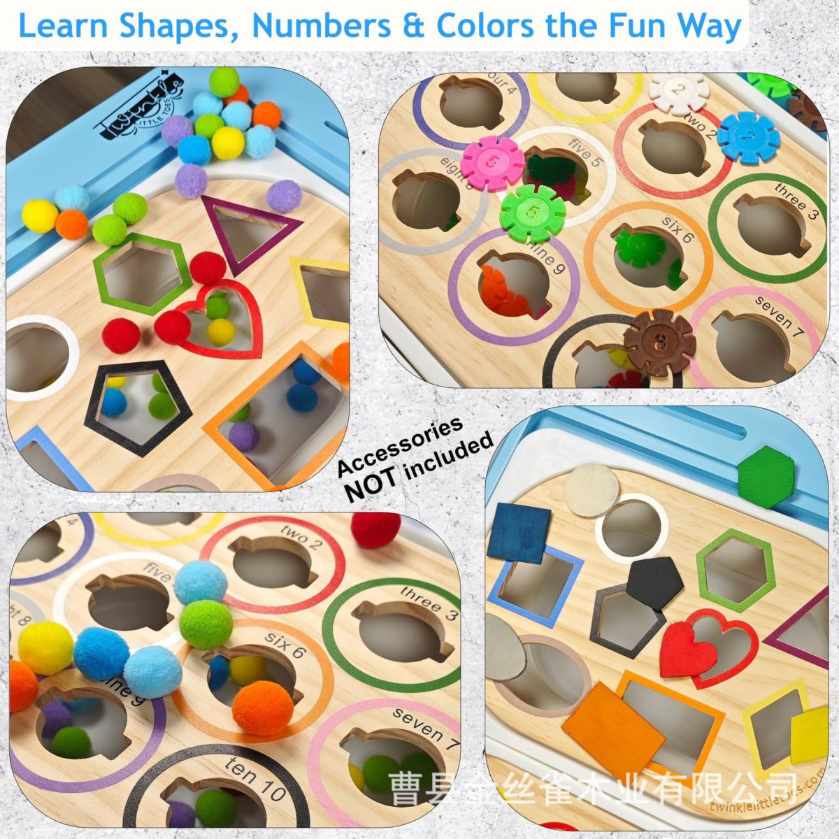 Montessori motor skills toy, wooden plug-in board