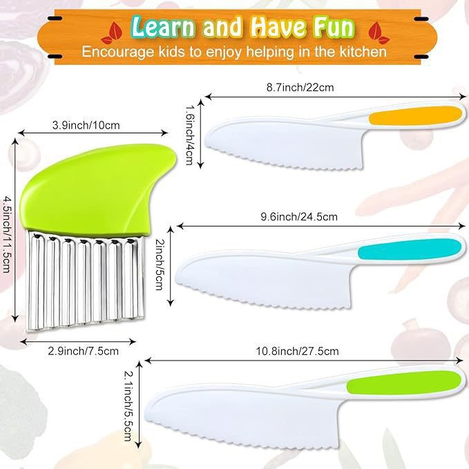 Children's plastic safety knife set for pretend play kitchen