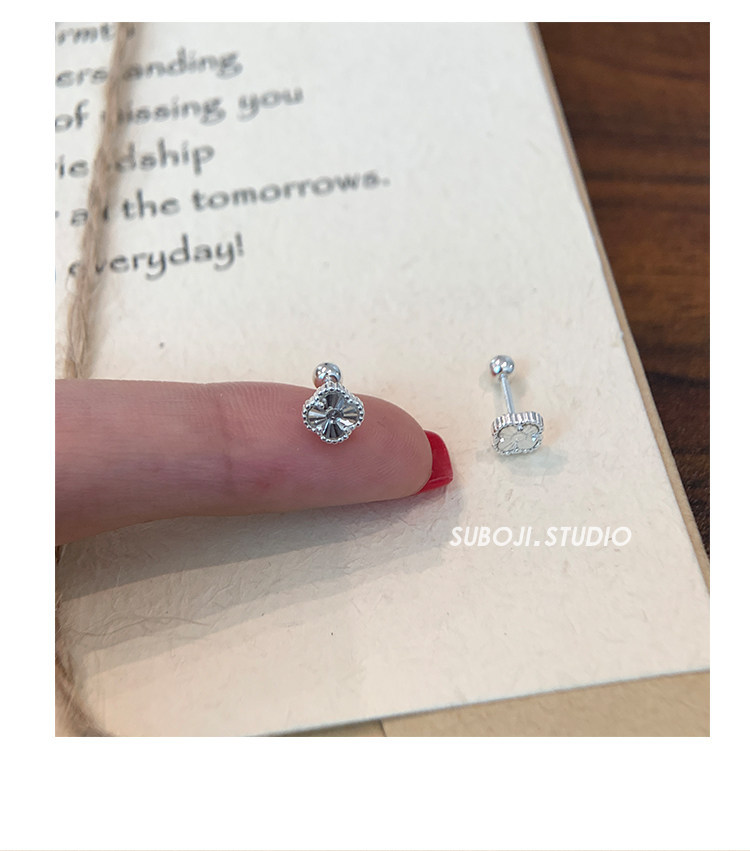 S999-Silber vierblättriges Kleeblatt Schraubohrringe