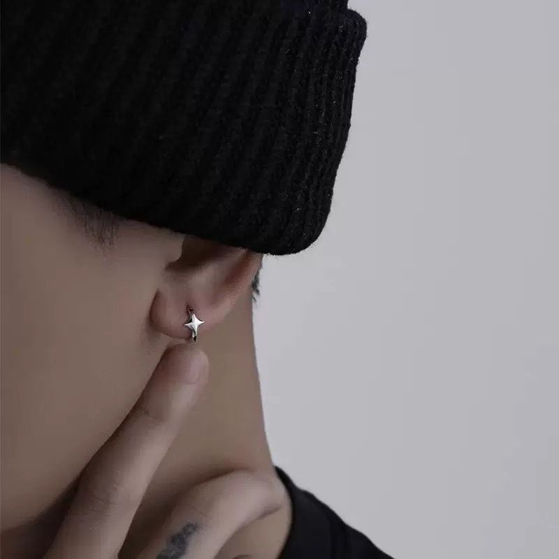耳环男士素圈耳扣美式耳钉轻奢小众耳圈简约耳饰痞帅高级感耳饰男