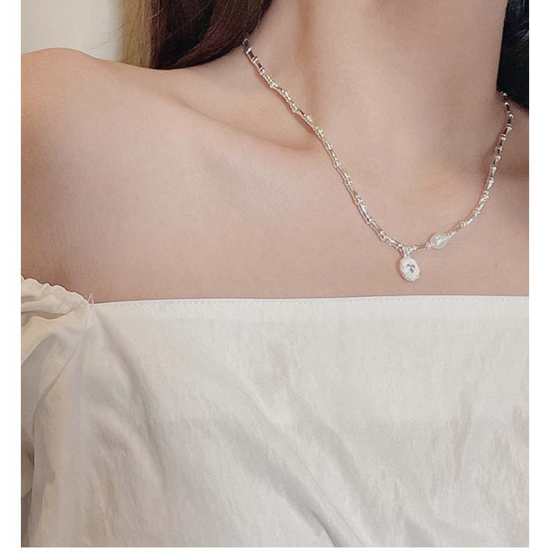 S925 Sterlingsilber-Armband, Bambusherz, Perle, für Damen