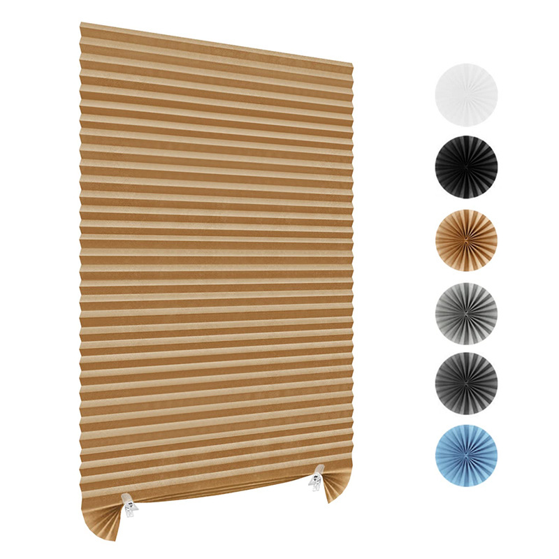 Self-adhesive pleated blind, blackout, bedroom