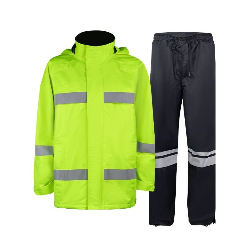 Fluorescent Yellow Reflective Traffic Raincoat Three-Layer