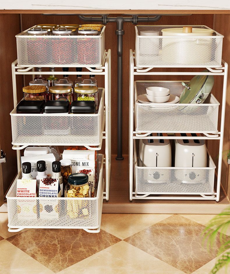 Under-sink pull-out storage basket, multi-layer
