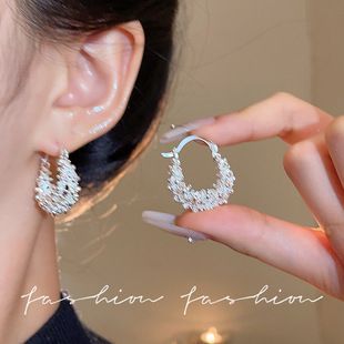 Ring earrings, simple design, silver