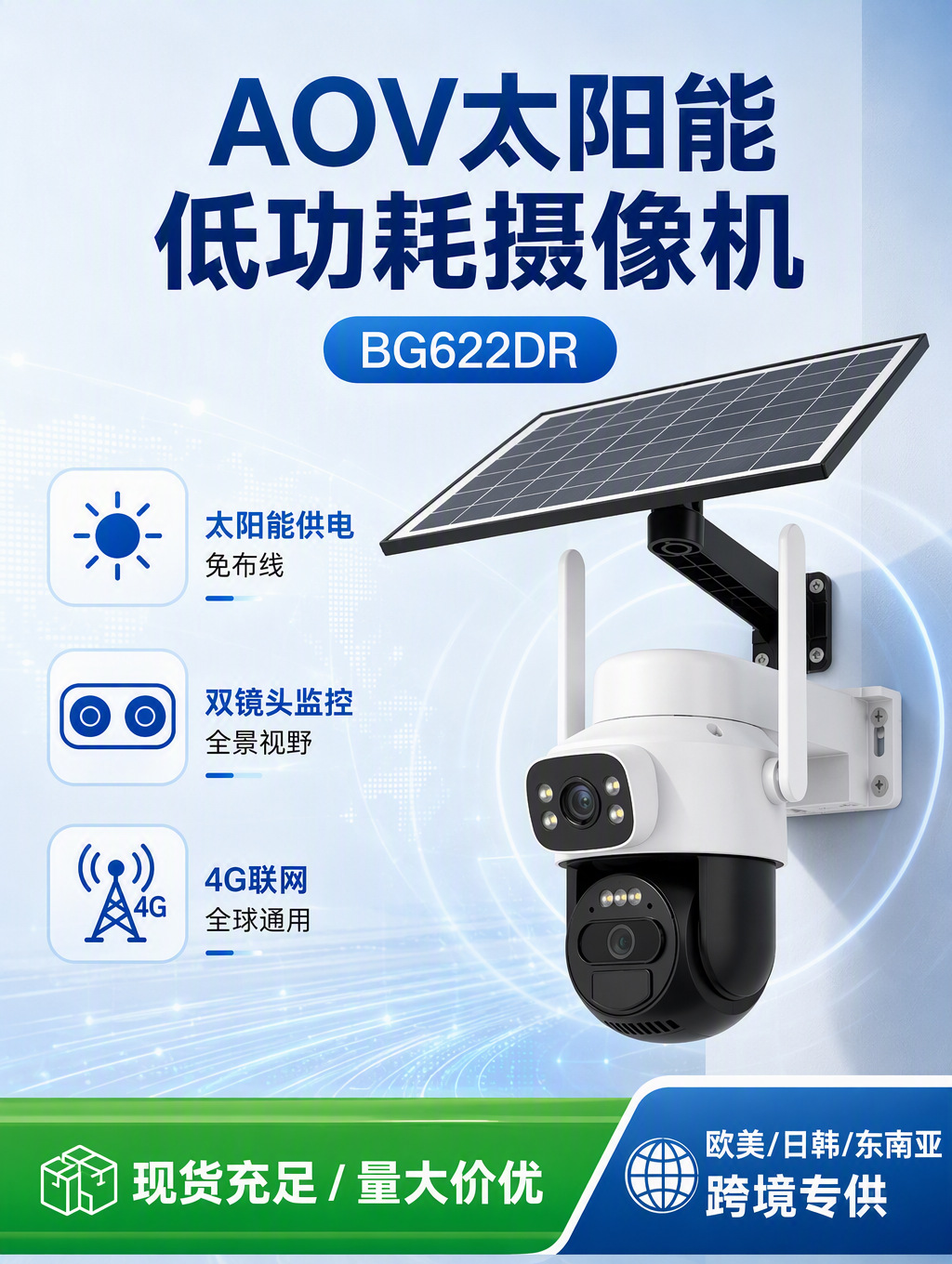 Solar-powered outdoor surveillance camera with dual screens