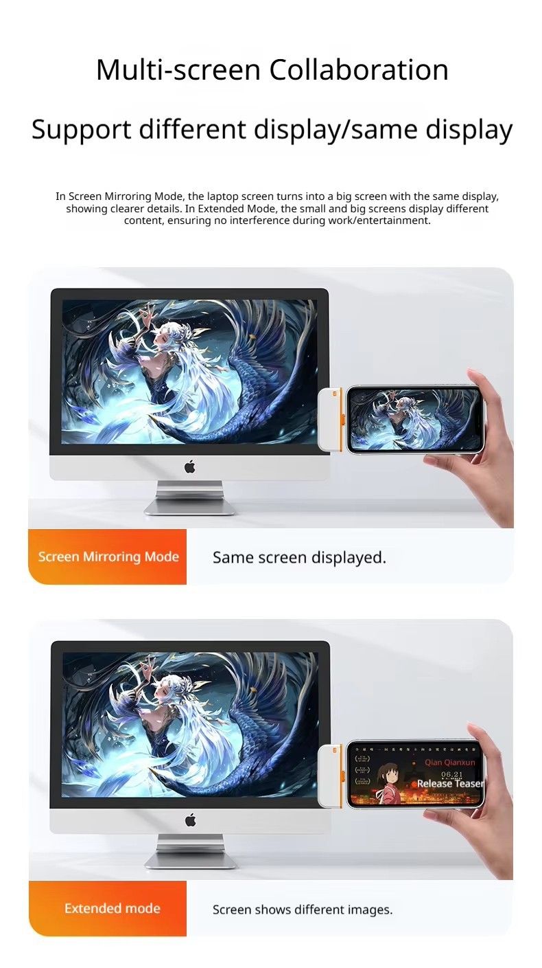 Wireless screen mirroring adapter TYPE-C HDMI computer to TV