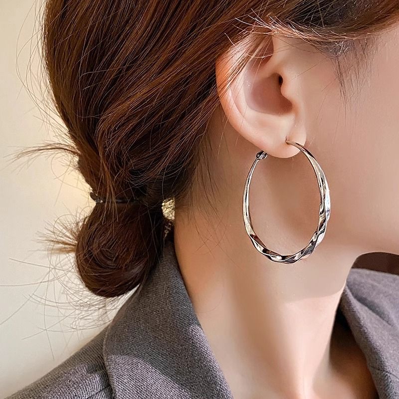 Large flat ring earrings