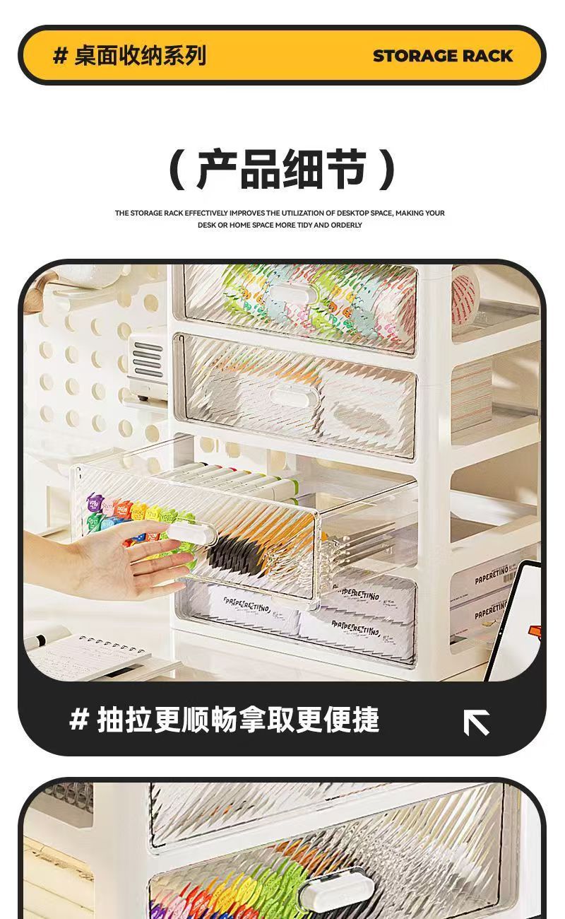 Storage box, multi-layer drawer, transparent, desktop organizer