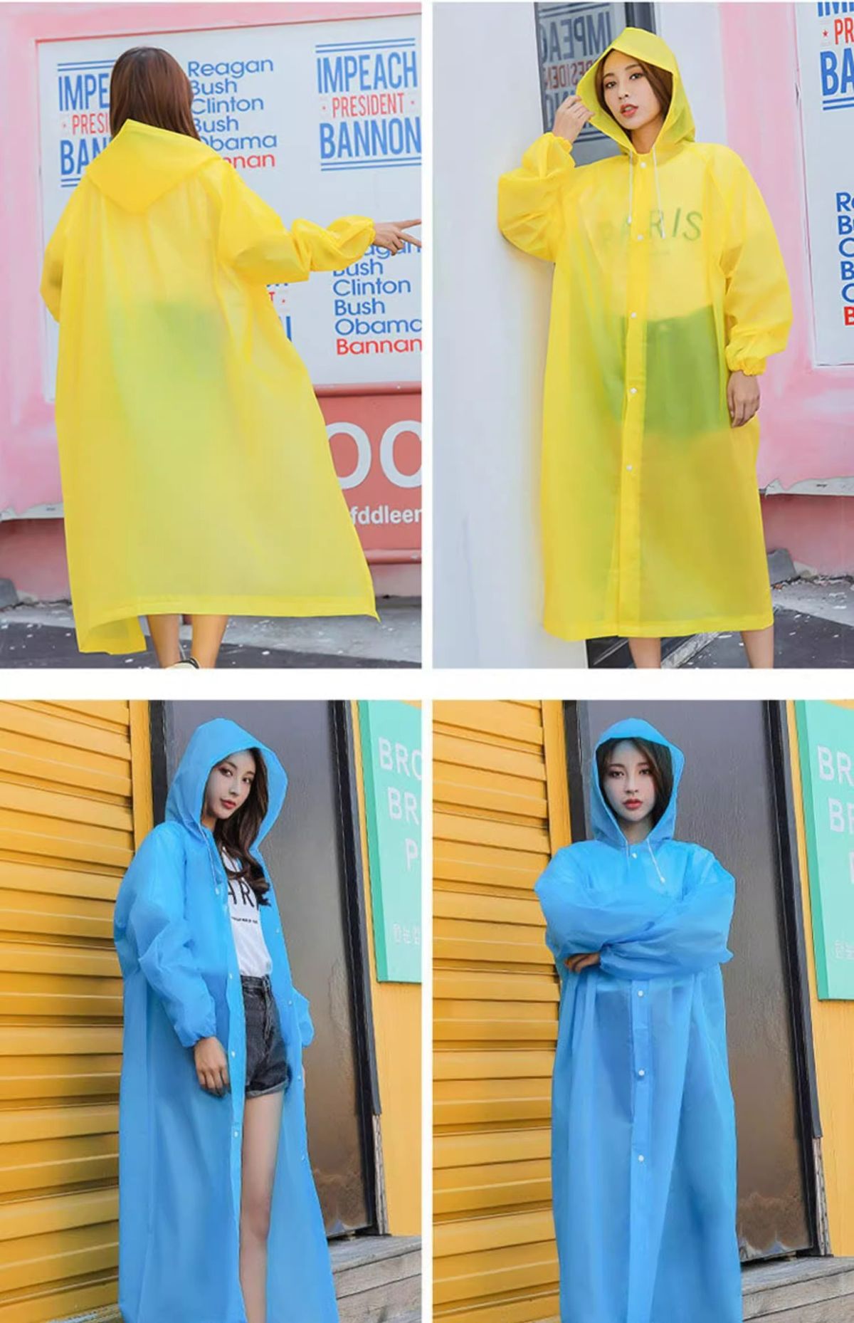 Reusable waterproof raincoat poncho, thickened portable full-body