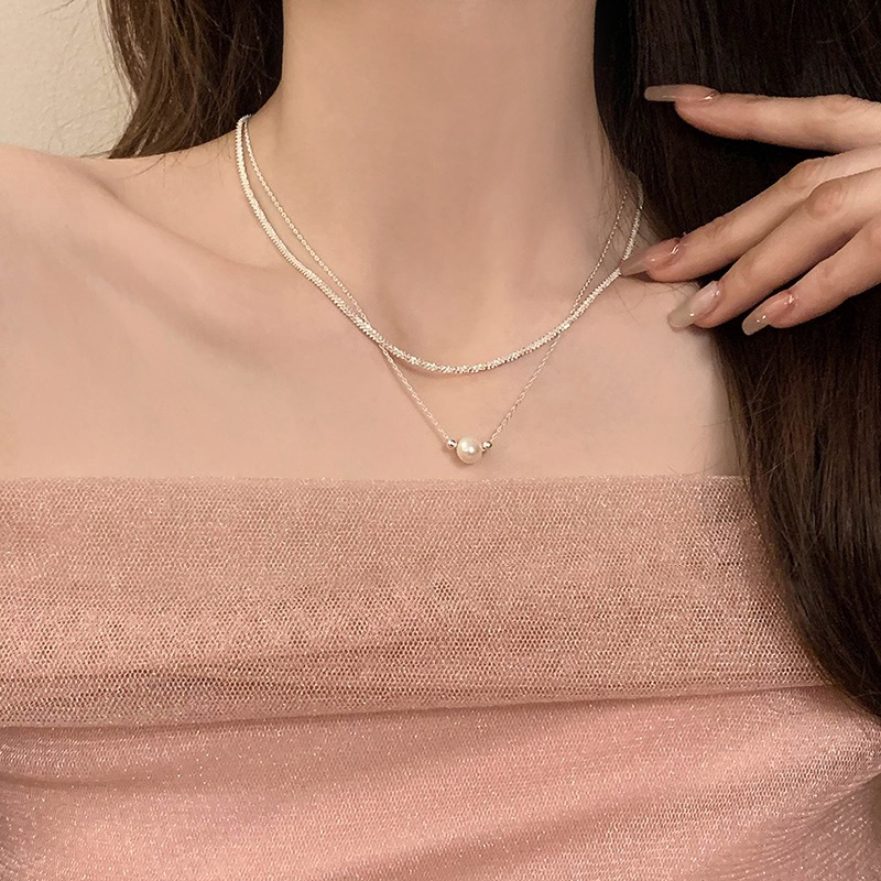 Doppellagige Perlenkette, Schlüsselbein-Kette