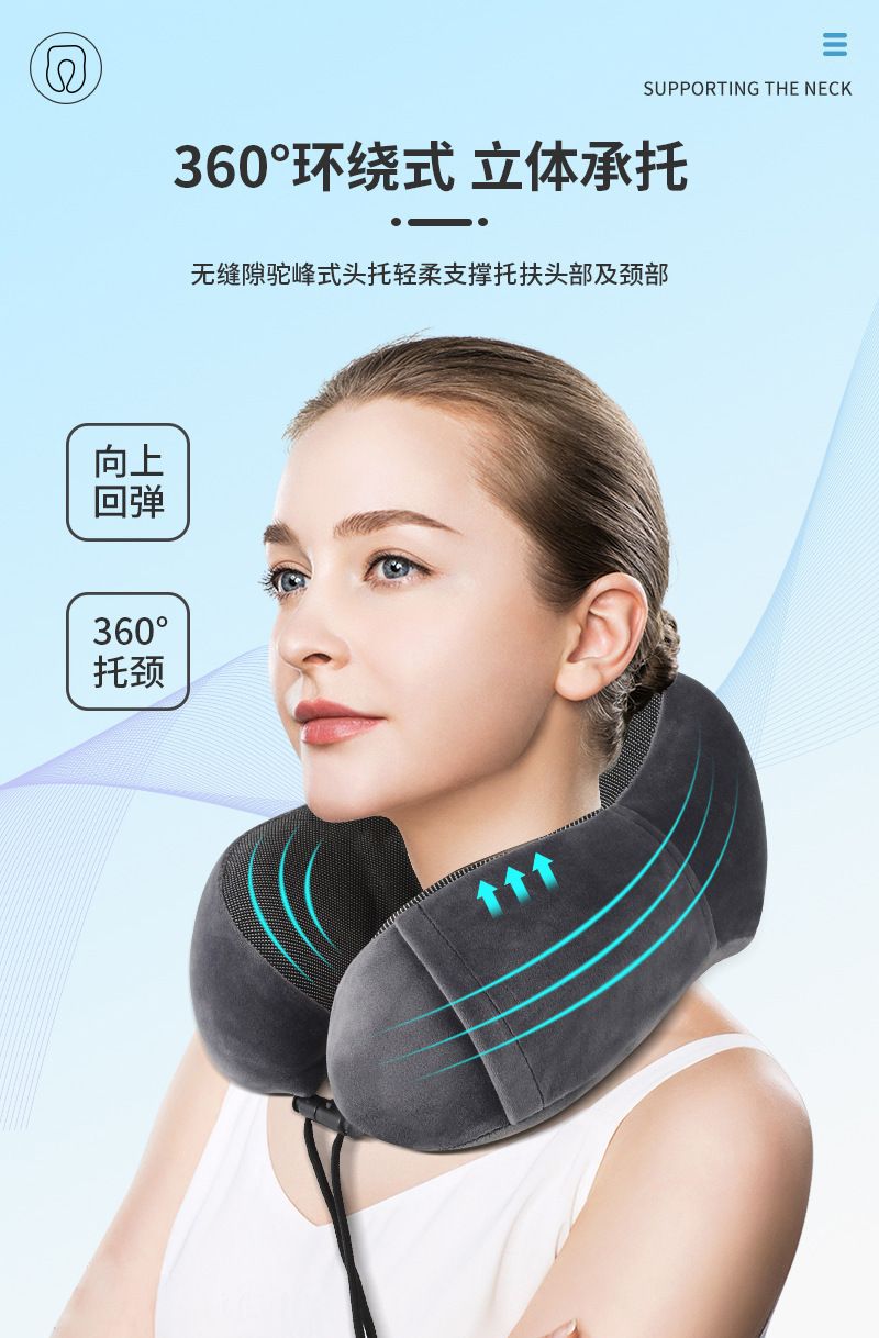 Memory Foam U-Shaped Neck Pillow, Portable Travel