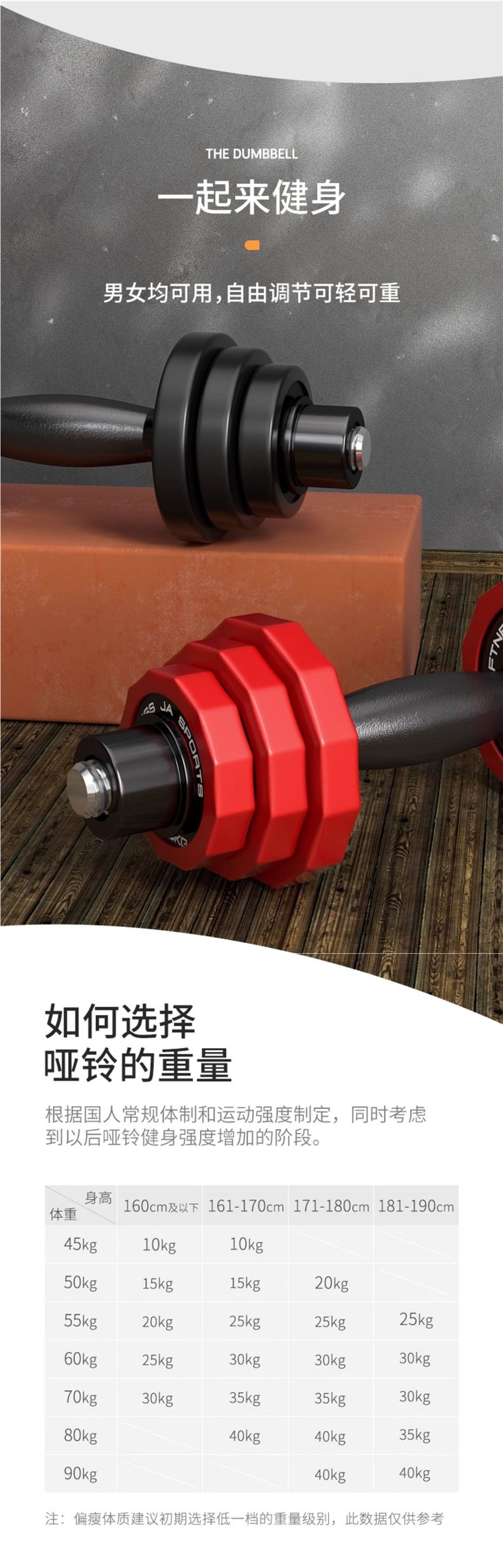 Pure steel dumbbell set, PU coated, adjustable weight