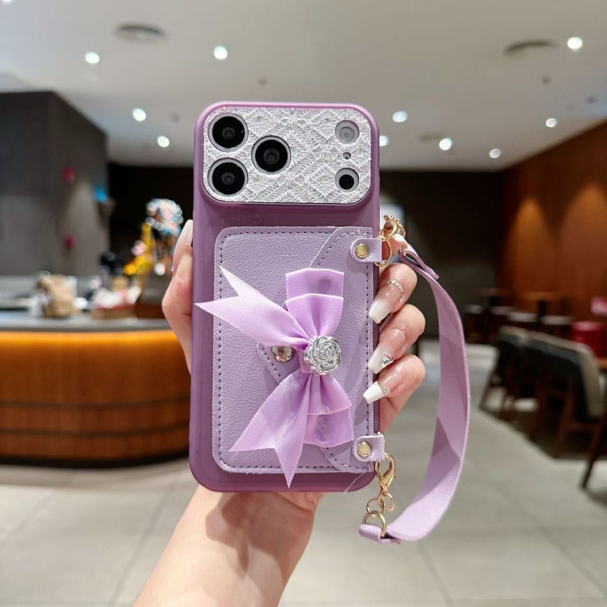 iPhone 18/17 Pro Max kılıfı, kelebek yay cüzdan tarzı