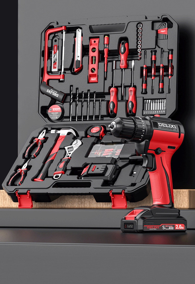 Delixi 12V cordless electric drill tool set
