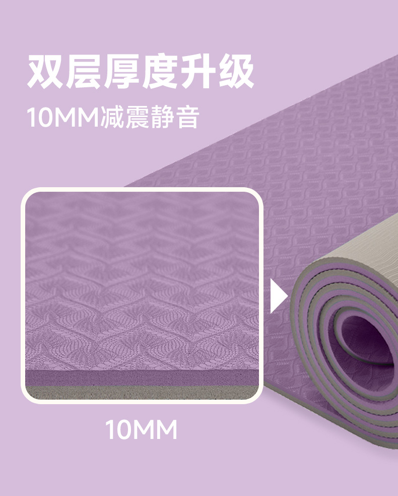 90cm Genişlikte TPE Yoga Matı, Şok Emici ve Ses İzolasyonlu