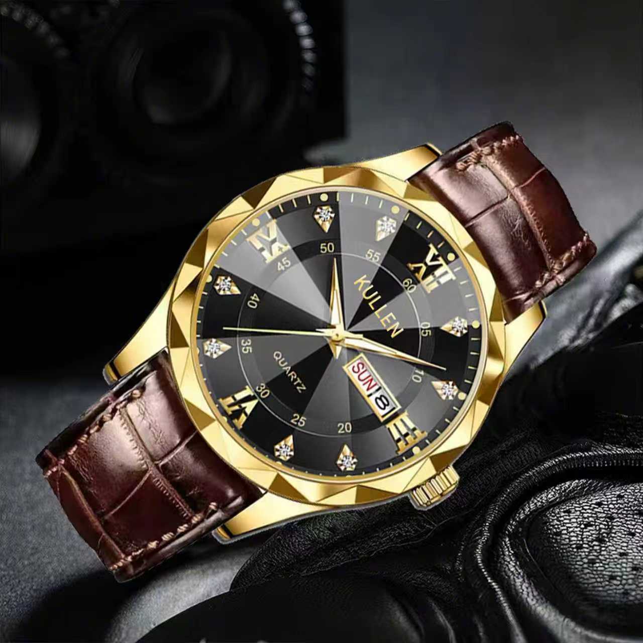 Swiss men's watch, quartz, ultra-thin, calendar, waterproof
