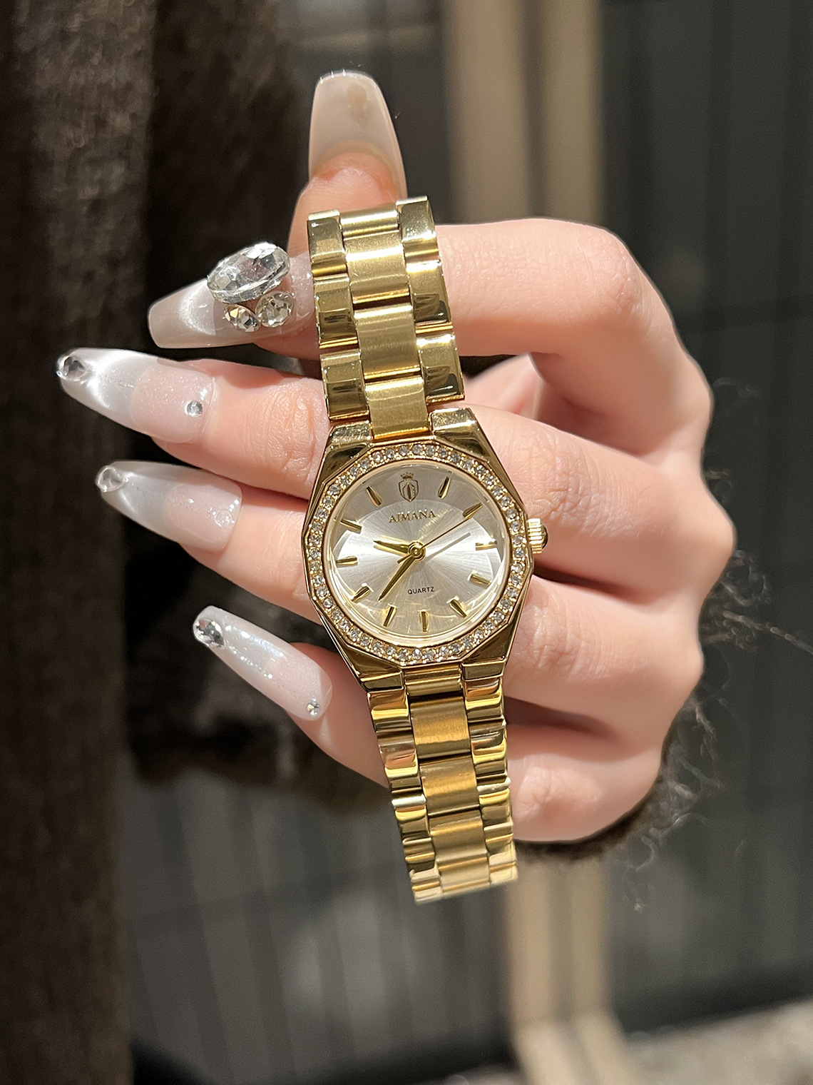 Aimana Damenuhr, Stahlband mit Diamanten