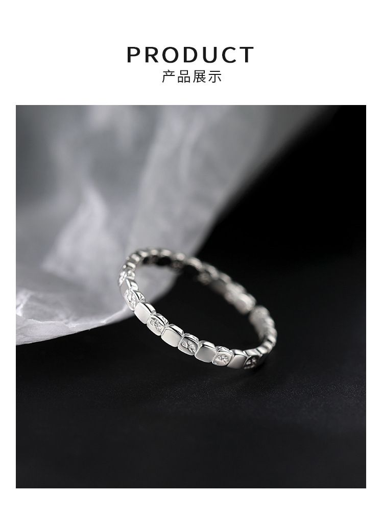 925 sterling silver geometric ring, open design