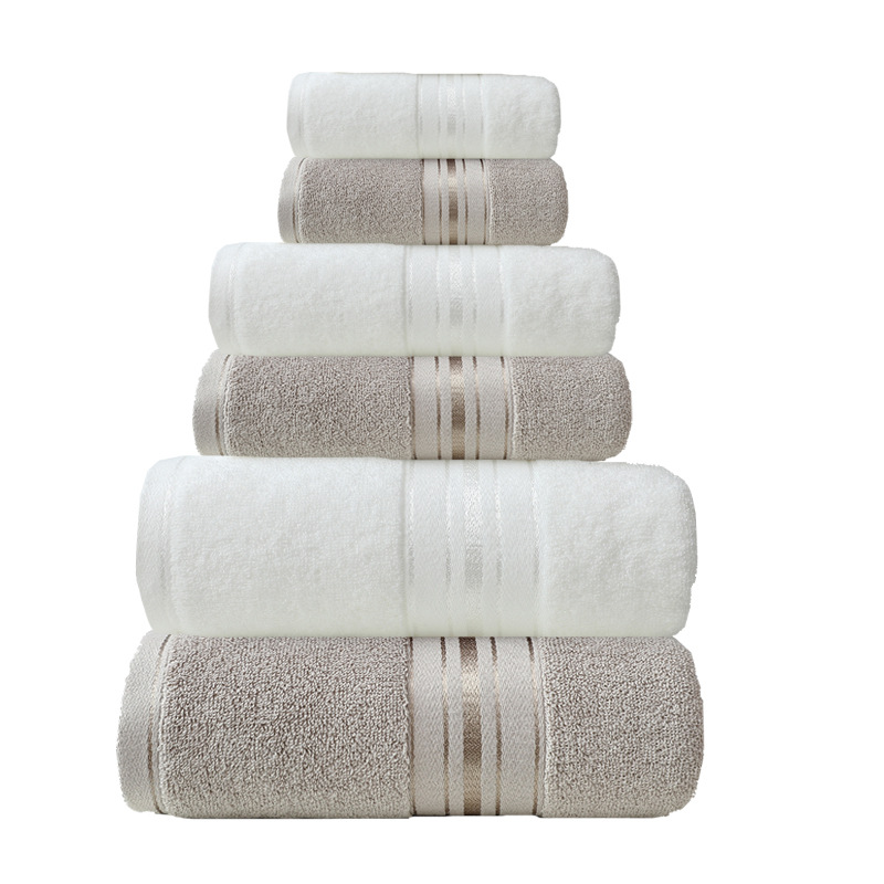 Baumwoll-Handtuchset, sechsteilig, glänzender Satin