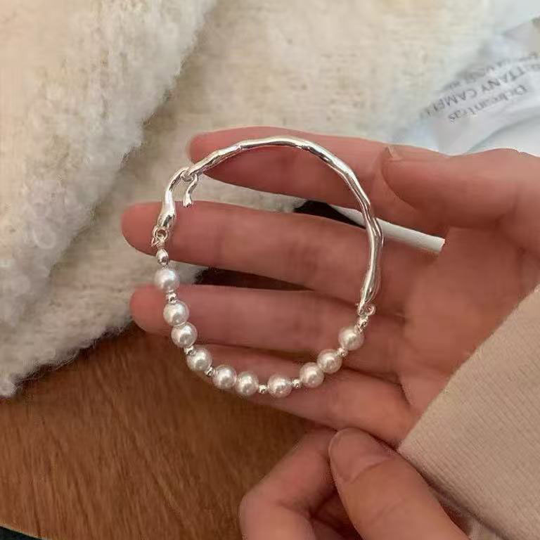 Damen-Armband aus 925er Silber mit Perlen, Luxus