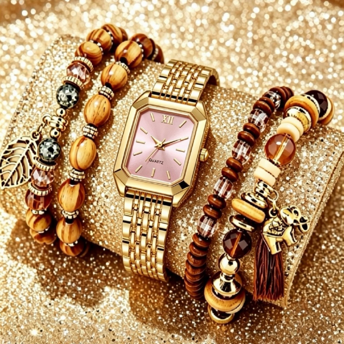 Women's Square Quartz Watch Luxury Steel Strap