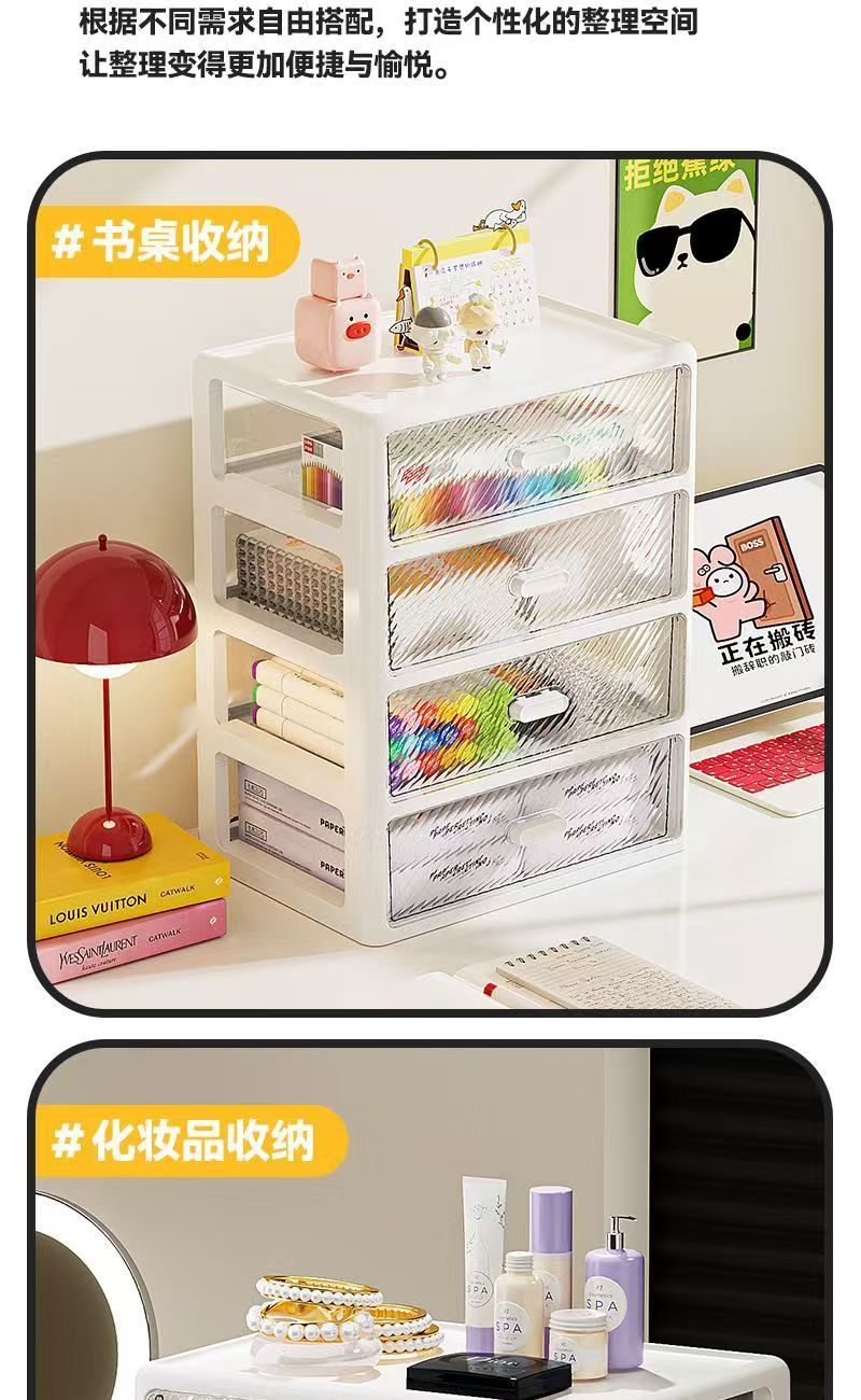 Storage box, multi-layer drawer, transparent, desktop organizer