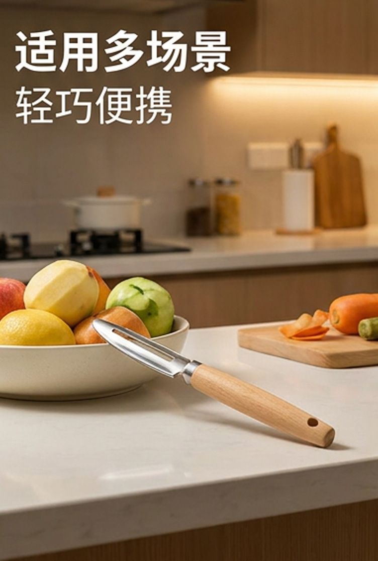Obstschäler mit Holzgriff aus Edelstahl