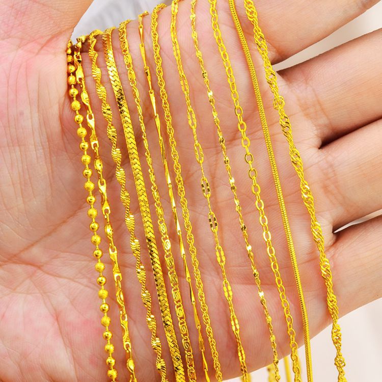 Vietnamesische Sandgold-Halskette 24 Karat für Frauen, langlebig, hochwertiges Nischenoberteil-Schlüsselbein-Kettenglieder, imitiertes Gold-Kettendesign