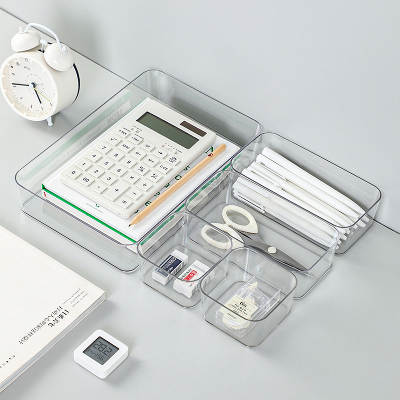 Schubladenteilungs-Aufbewahrungsbox Schreibtischschrank interne Schreibwaren Stiftrechteck-Kunststoff-Schreibtischorganizer kleine Platzierungsbox