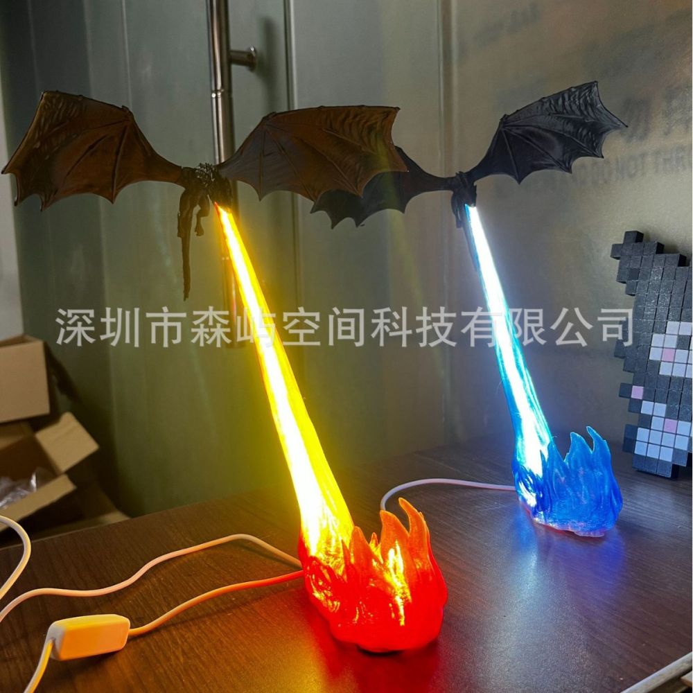 亚马逊新品3d打印Dragon Bookshelf Nook Light龙焰龙息桌面装饰 - 1