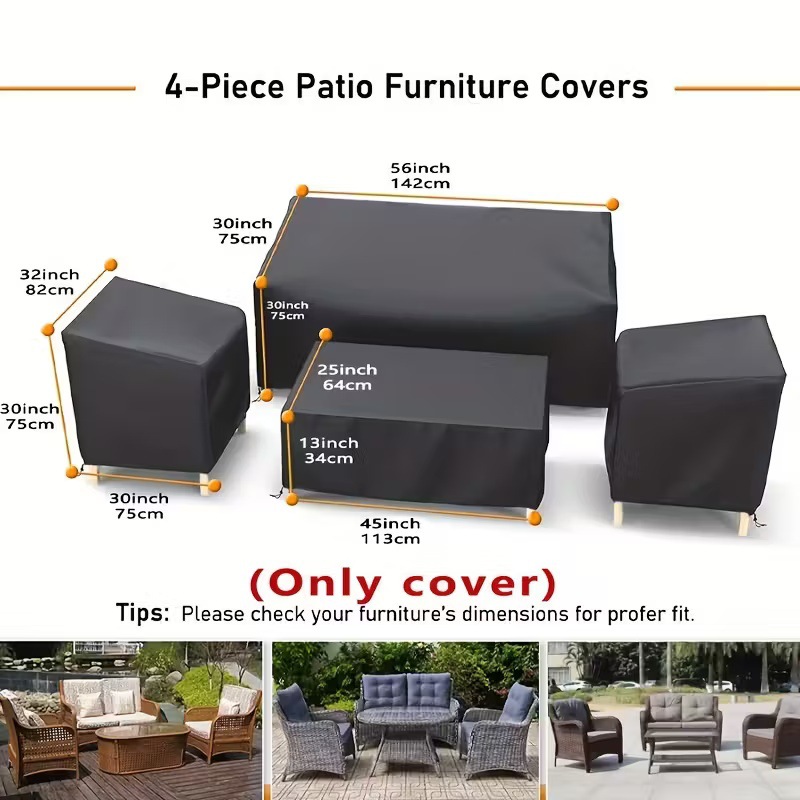 Spot Wholesale 210D Oxford Fabric Outdoor Furniture Cover Garden Table and Chair Cover Multi-Size Sunshade Dustproof Rain Cover