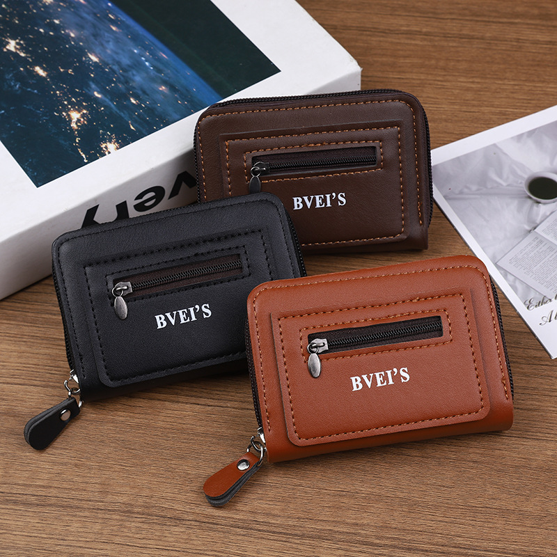 Vintage Oil-Wax Leather Men's Accordion Card Holder Multi-Slot Card Wallet Card Case Coin Purse Cross-Border Wholesale Source Amazon Bestseller