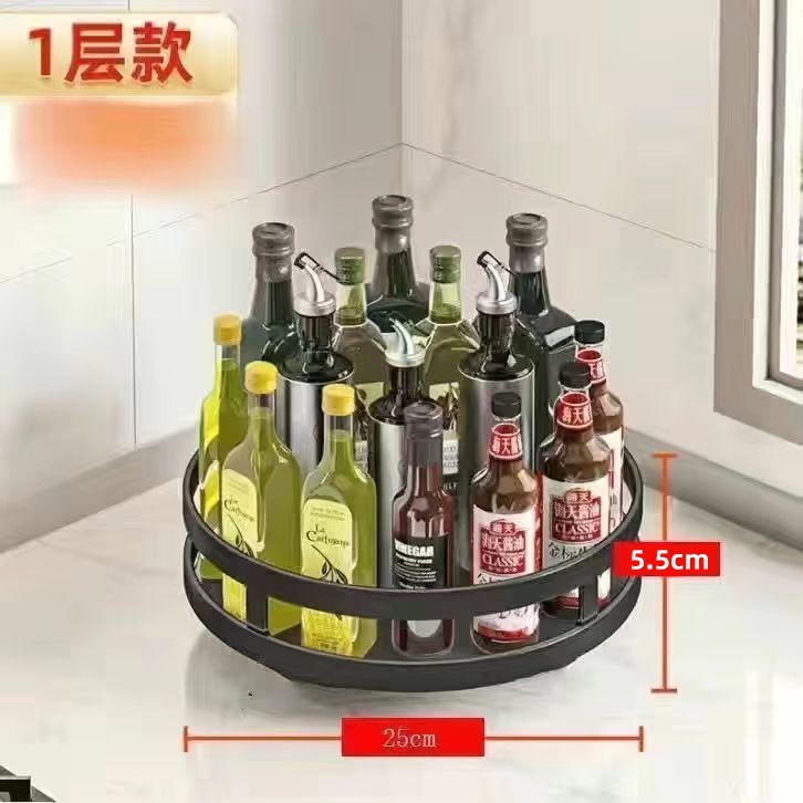 Spice storage rack kitchen countertop space-saving multi-tier square round rotating spice bottle storage rack - 7
