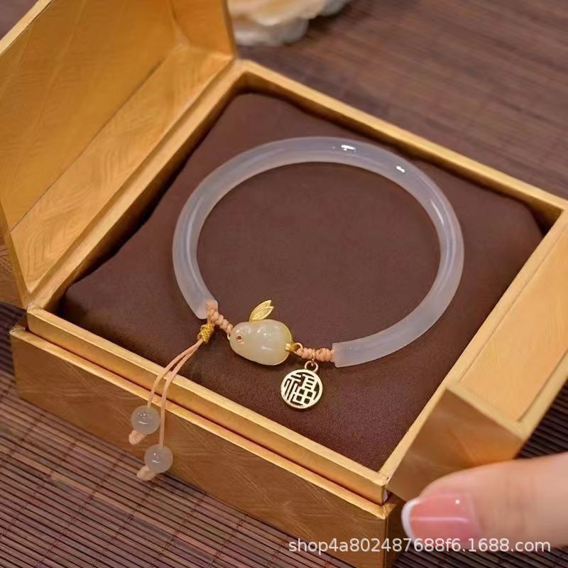Hetian jade rabbit bracelet for women, zodiac design - 1