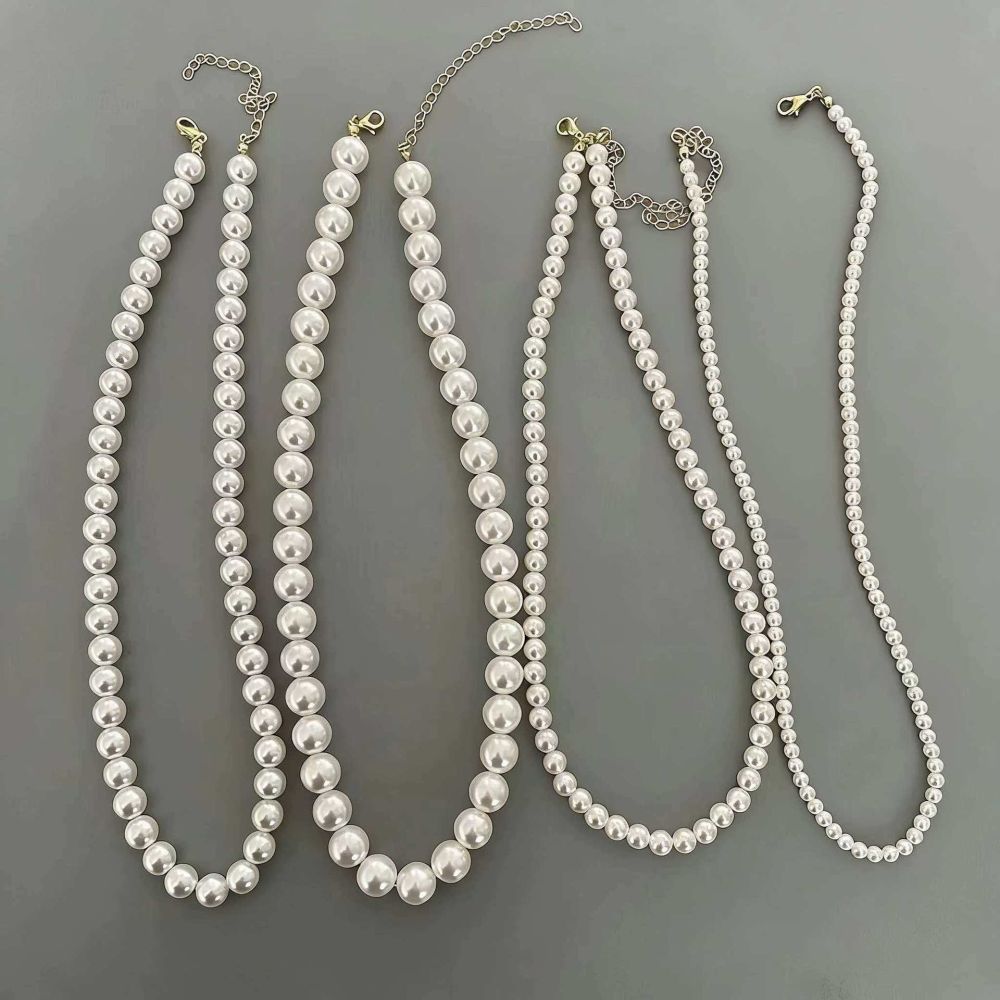 Retro imitation pearl necklace, Korean style, minimalist