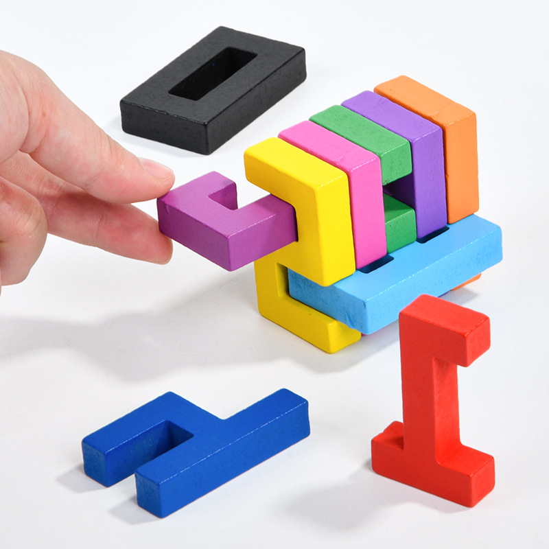 Wooden Puzzle Educational Toy for Children, Shapes, Colours and Number Blocks