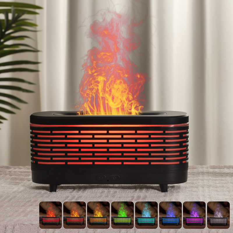 120 ML Mini Flame Effect Aroma Diffuser Humidifier with Seven-Color Light - 1