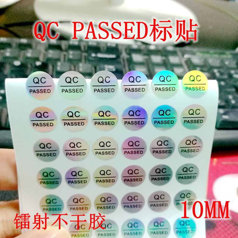 qc etiketi şeffaf kaliteli rulo halinde paketlenmiş yuvarlak etiket qcpass etiketi yuvarlak lazer kalite kontrol etiketi QC lazer etiketi