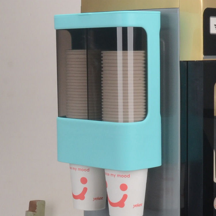 Kunststoff-Einweg-Aufbewahrungsbecher, Becherhalter, Paperbecherhalter, Wasserspender, staubdichter Becherhalter mit Wandmontage, Doppelrohr-Aufbewahrungsregal - 8