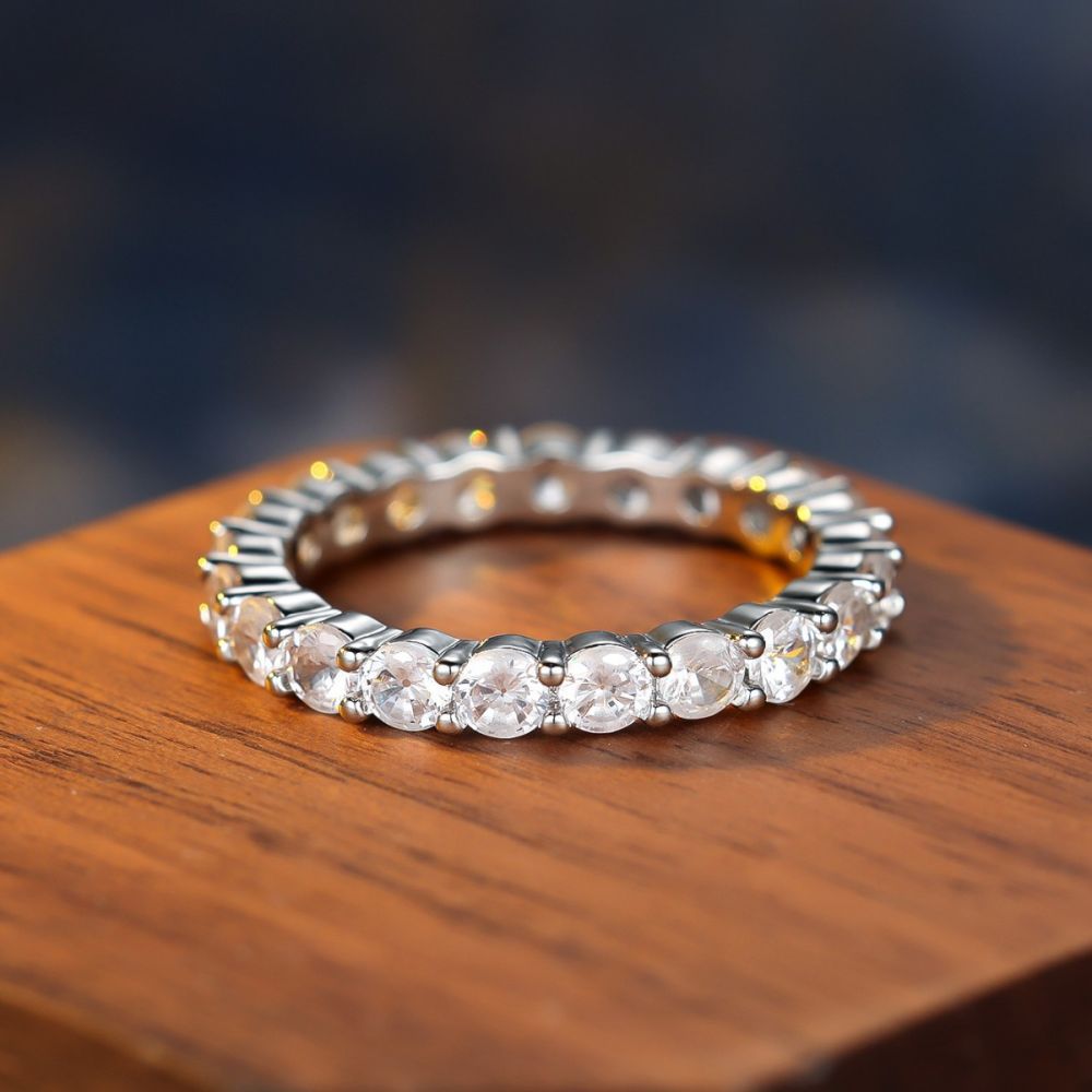 Minimalist Women's Ring, Micro Zirconia Set, Everyday Wear