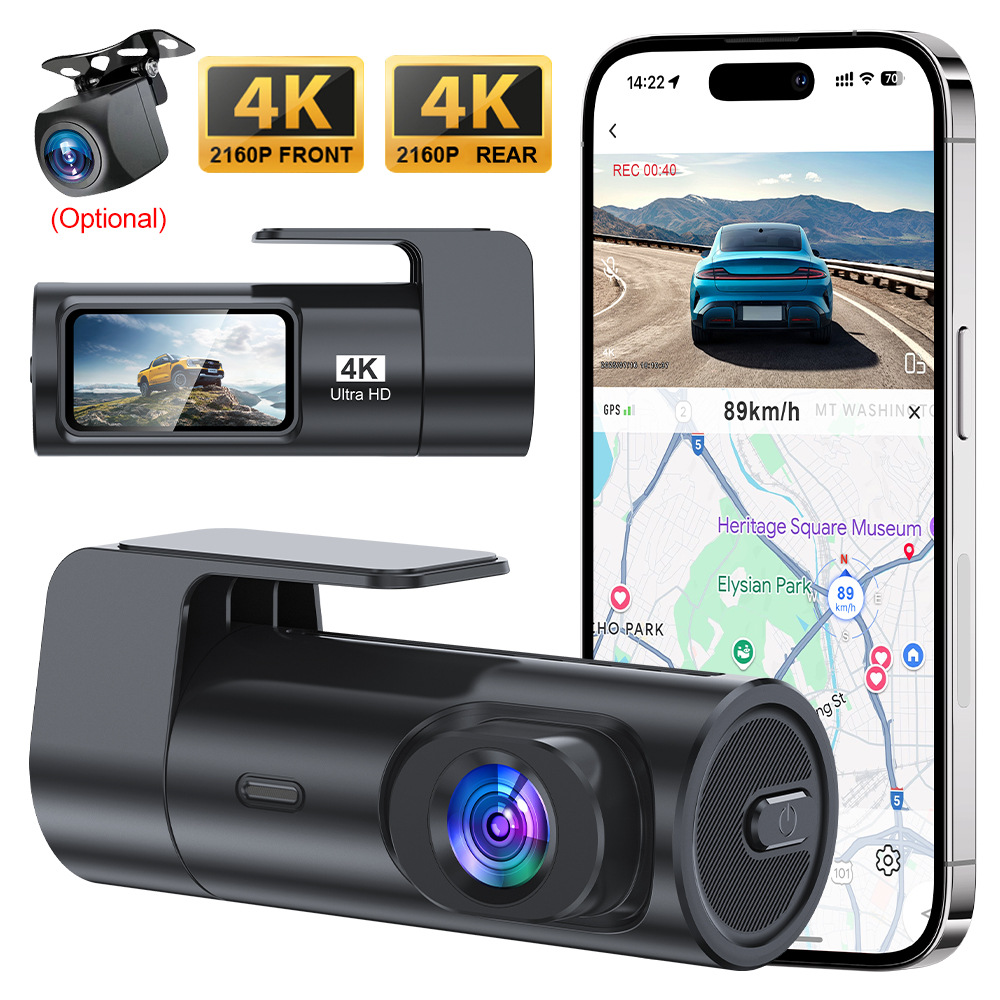 Dual recording dash cam, 4K, WiFi, front-rear