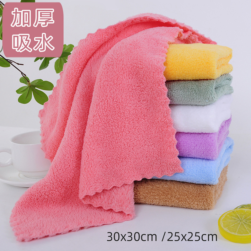 Warp-edge jacquard knitted coral velvet small square towel 30x30 cm children's towel absorbent soft fabric baby face towel