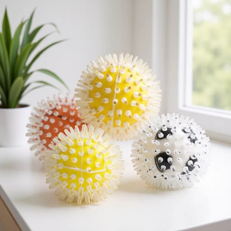 TPR Dog Toy, Durable Chew and Teeth-Cleaning Basketball Spiky Ball