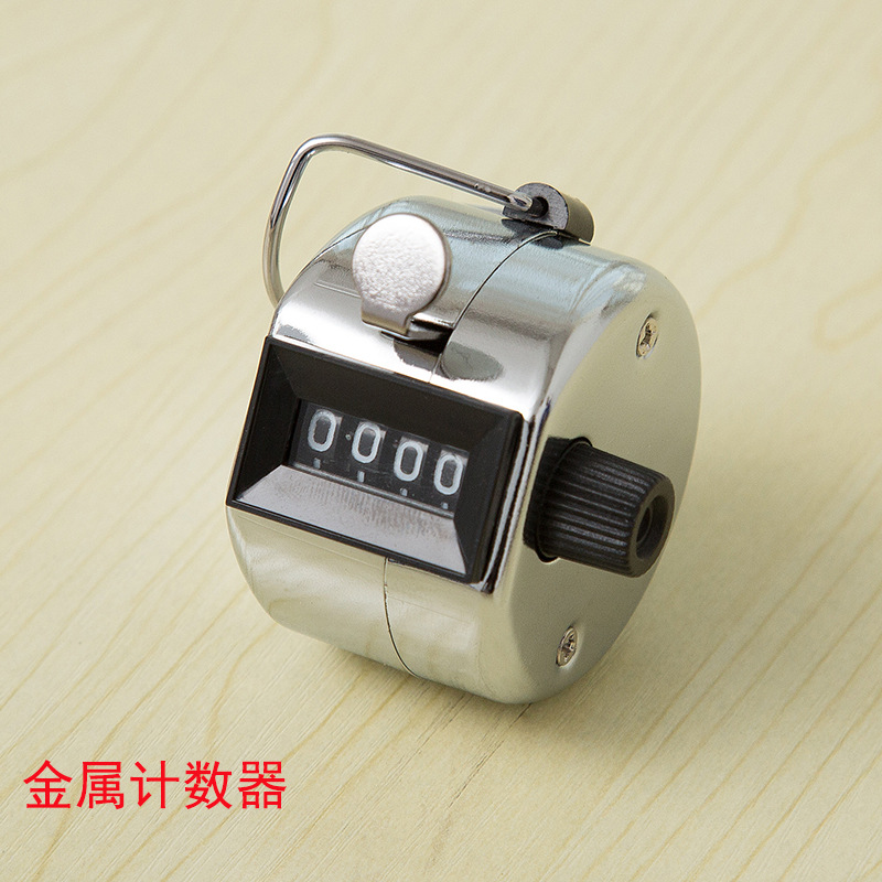 Pure Metal Mechanical Counter Clicker Tally Counter for Students and Sports, Handheld 4-Digit Hand Tally Counter
