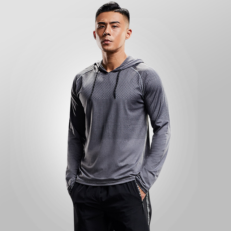 Erkek kapüşonlu uzun kollu koşu ve fitness sweatshirt, günlük giyim