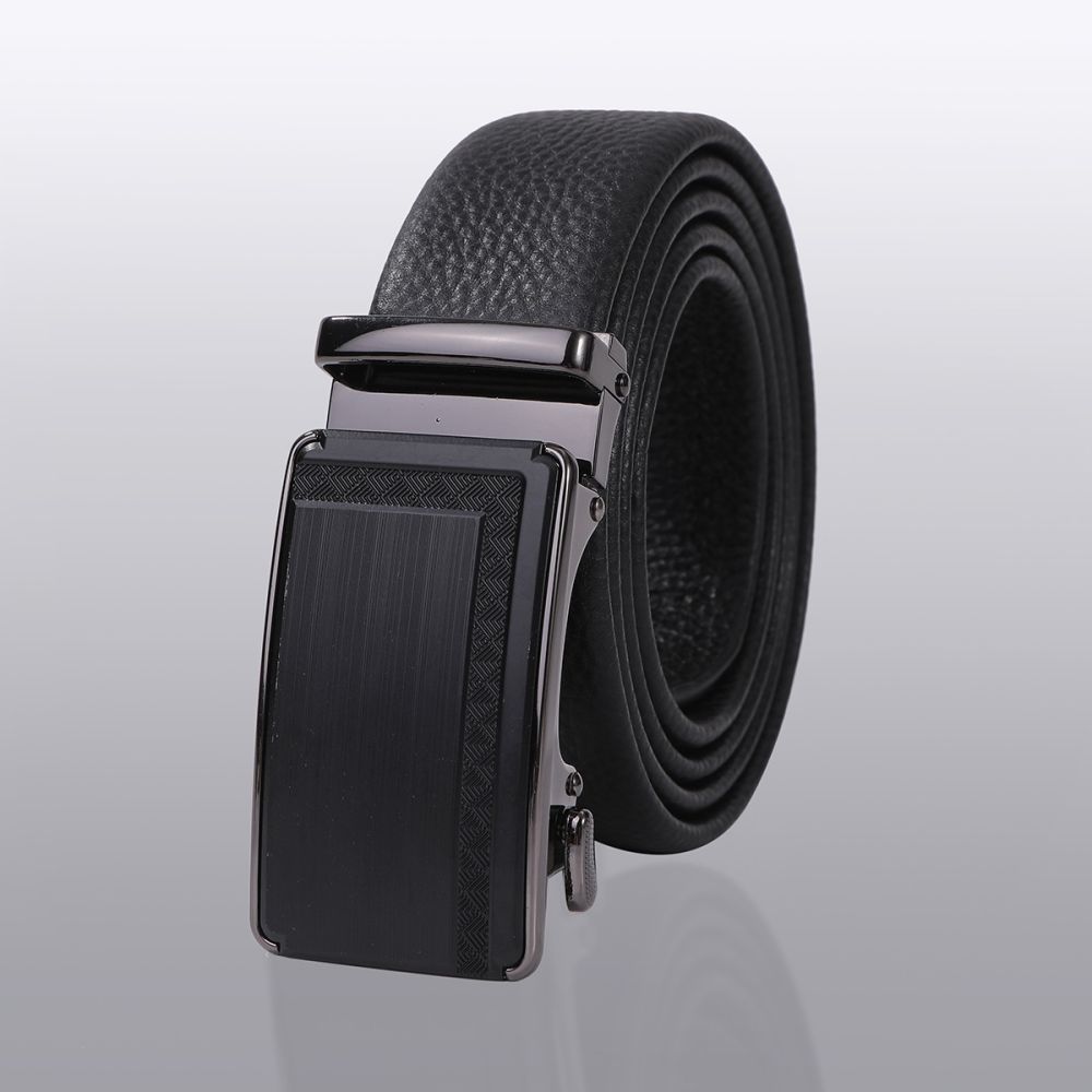 Yüksek Kaliteli Tam Tahıl Deri Erkek Otomatik Toka Gerçek Deri Kemer Lüks Hisli Tam Sığır Derisi Erkek Moda Pantolon Kemeri - 1
