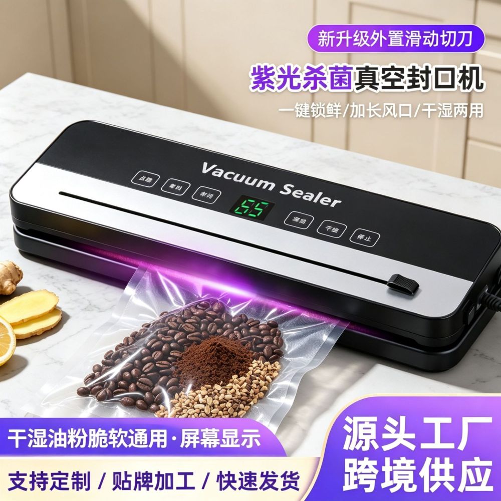 Vacuum sealer machine, automatic, household, dry and wet, food preservation
