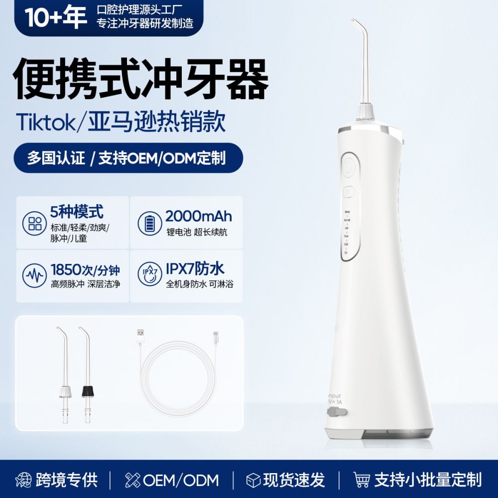 跨境爆款便携式电动冲牙器家用大水箱口腔冲洗器水牙线洗牙器贴牌