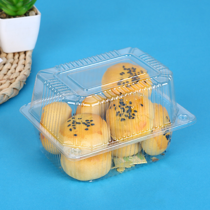 Tek kullanımlık plastik pasta kutusu şeffaf kabarcıklı kek kutusu pişirme toplu kutu dikdörtgen aperatif ambalaj yiyecek kutusu - 10